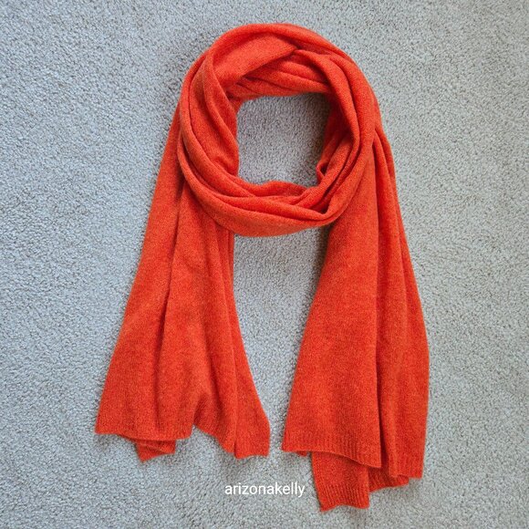 NWOT Cashmere Knit Scarf Heather Orange Pumpkin - Picture 1 of 14